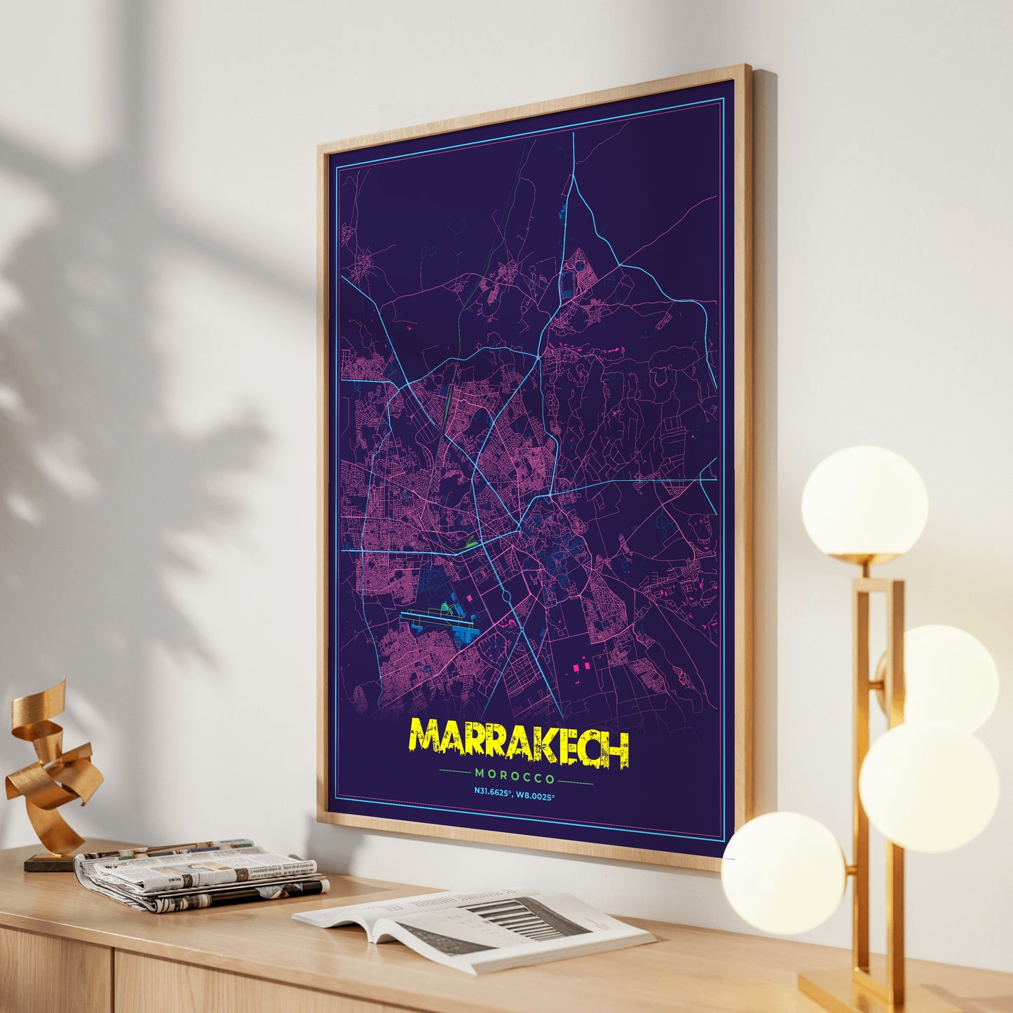 Marrakech Cyberpunk Map Poster