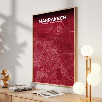 Marrakech Garnet Map Poster