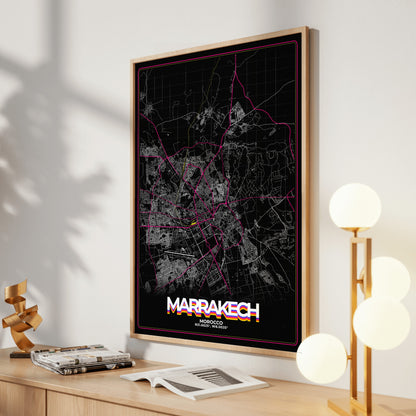 Marrakech Retro Map Poster