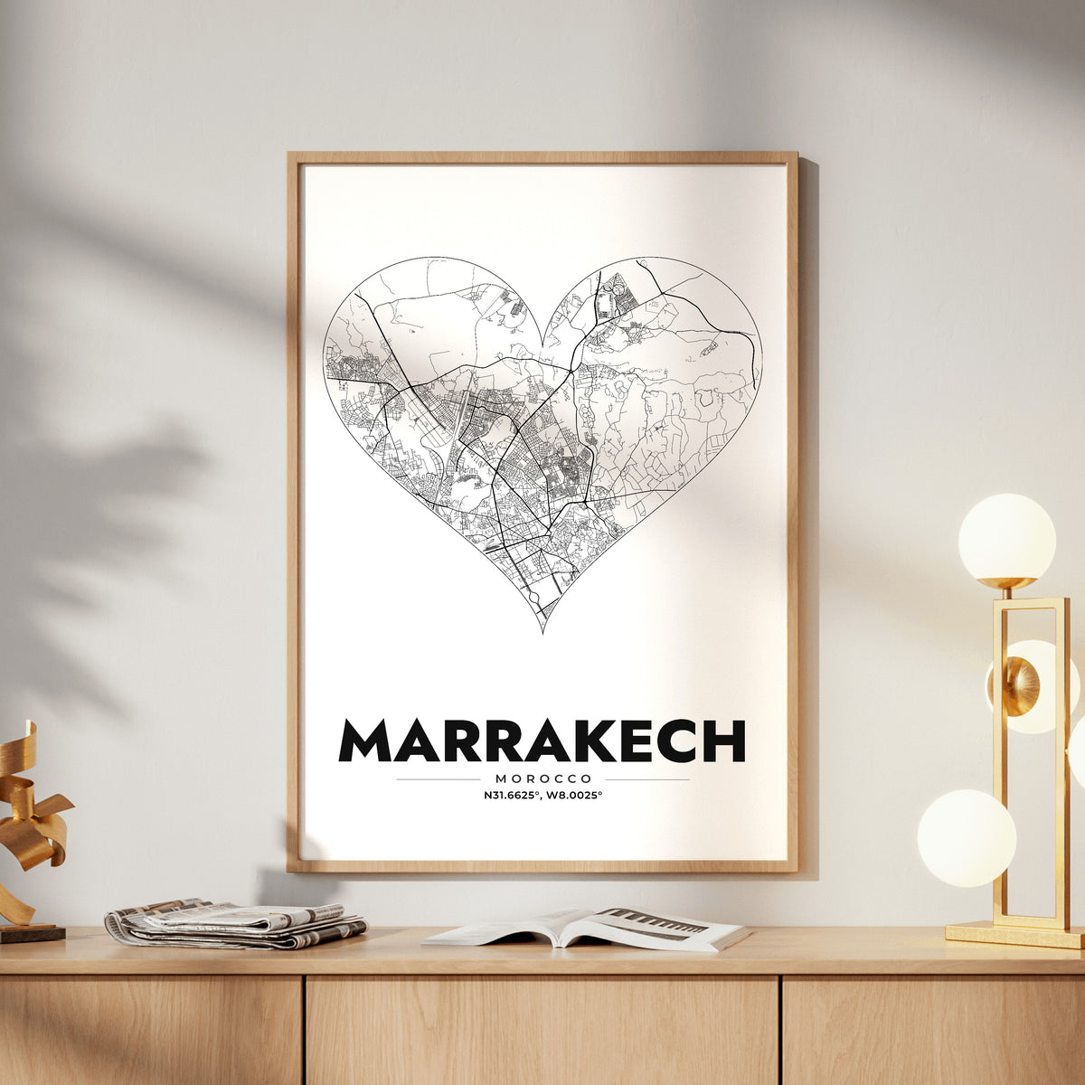 Marrakech Heart Map Poster