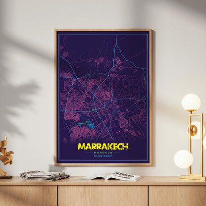 Marrakech Cyberpunk Map Poster