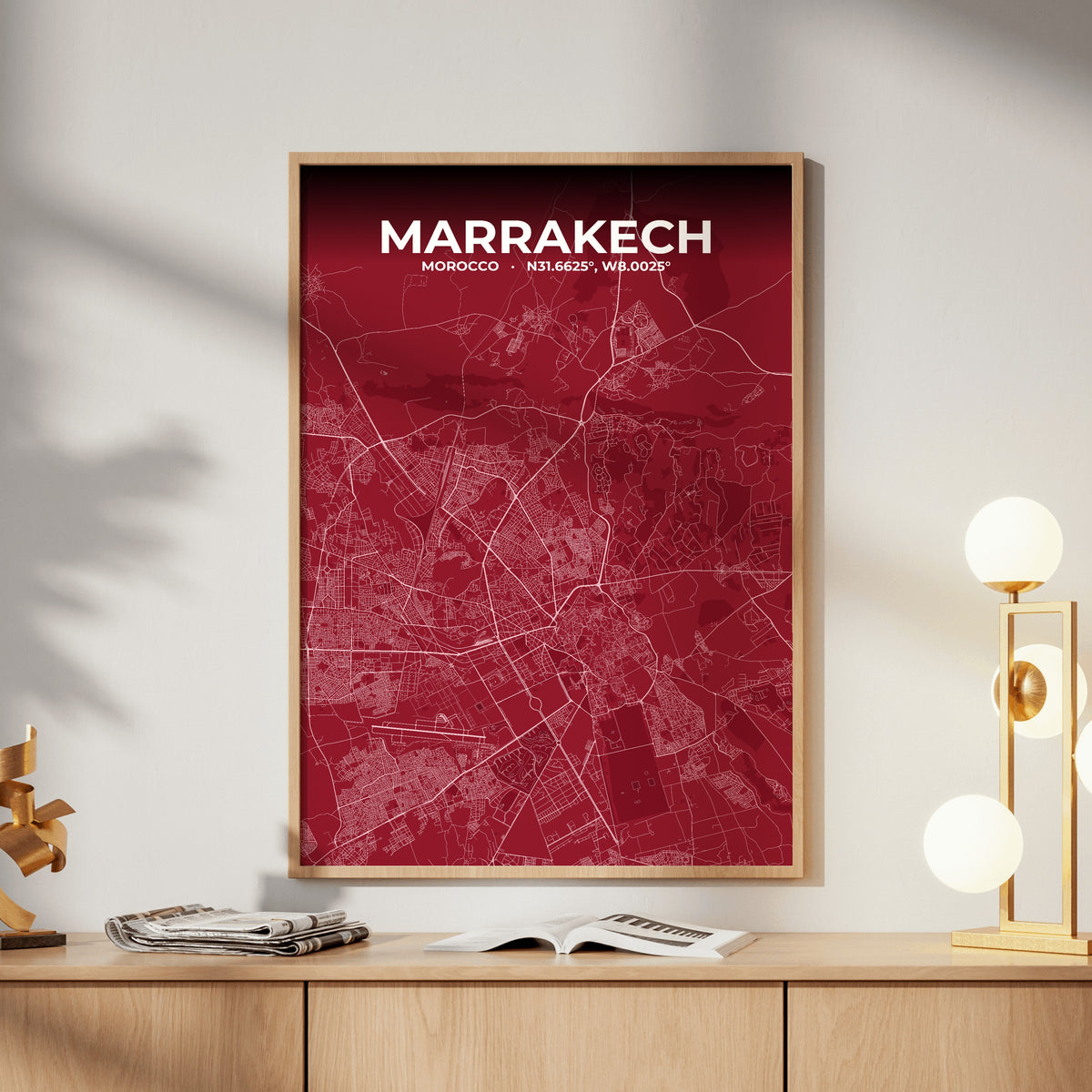 Marrakech Garnet Map Poster