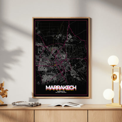 Marrakech Retro Map Poster