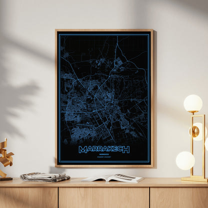 Marrakech Phosphor Map Poster - IBM Blue