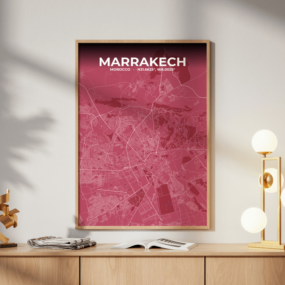 Marrakech Scarlet Map Poster