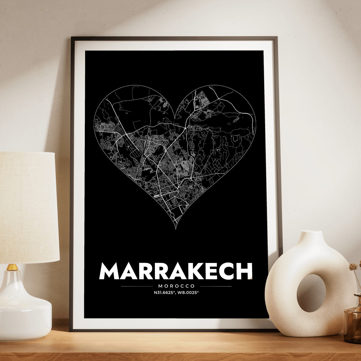 Marrakech Heart Map Poster