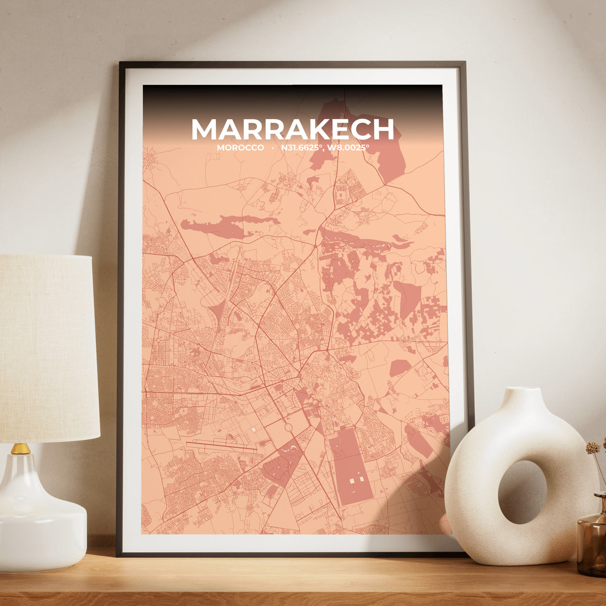 Marrakech Blush Map Poster