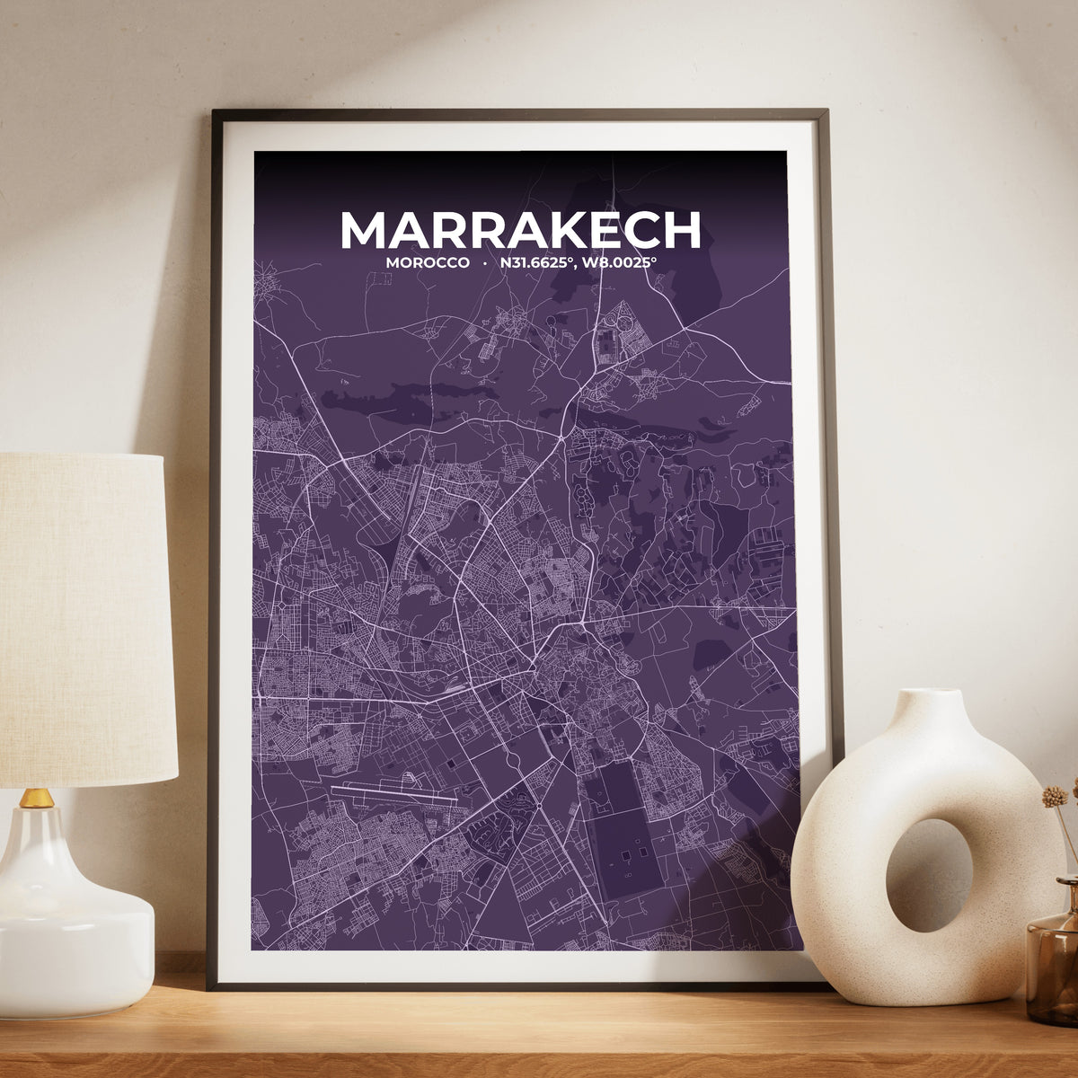 Marrakech Dusk Map Poster