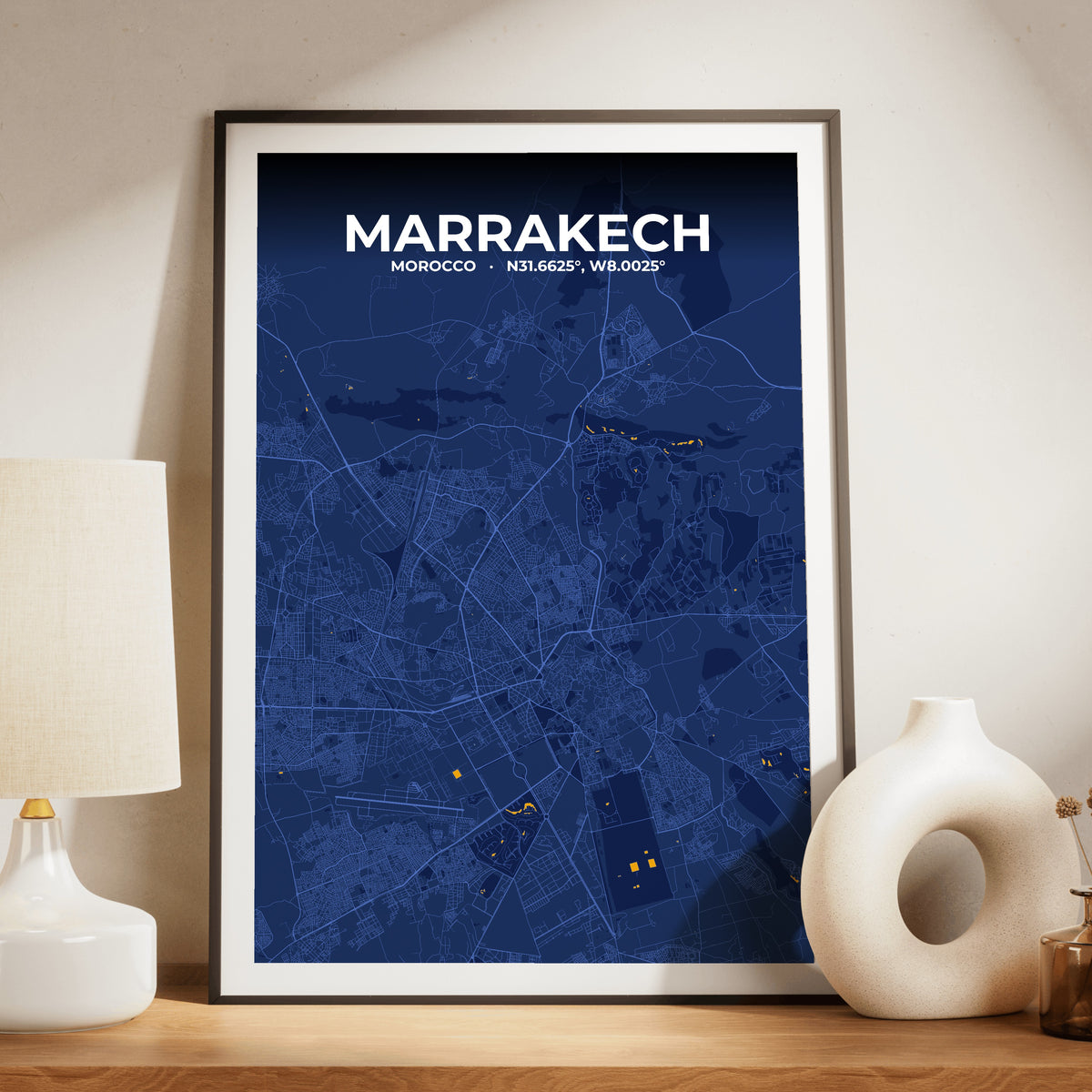 Marrakech Ink Map Poster