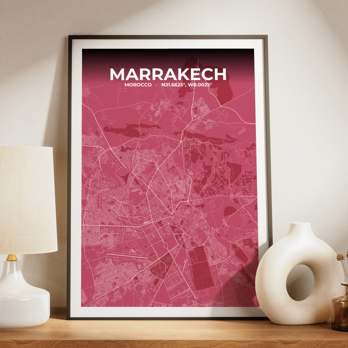 Marrakech Scarlet Map Poster