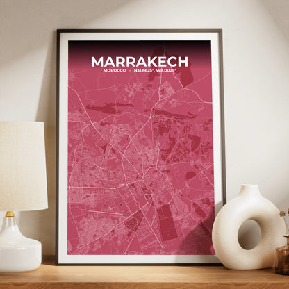 Marrakech Scarlet Map Poster