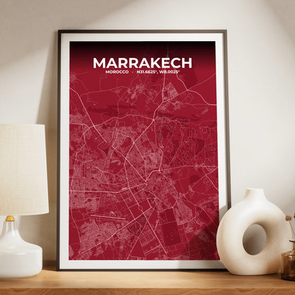 Marrakech Garnet Map Poster