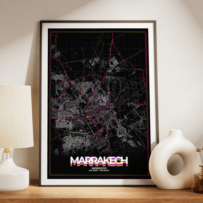 Marrakech Retro Map Poster