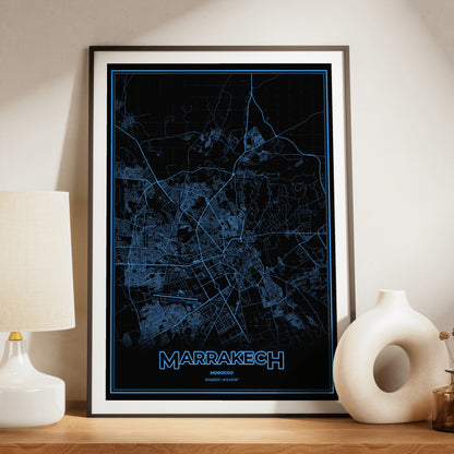 Marrakech Phosphor Map Poster - IBM Blue