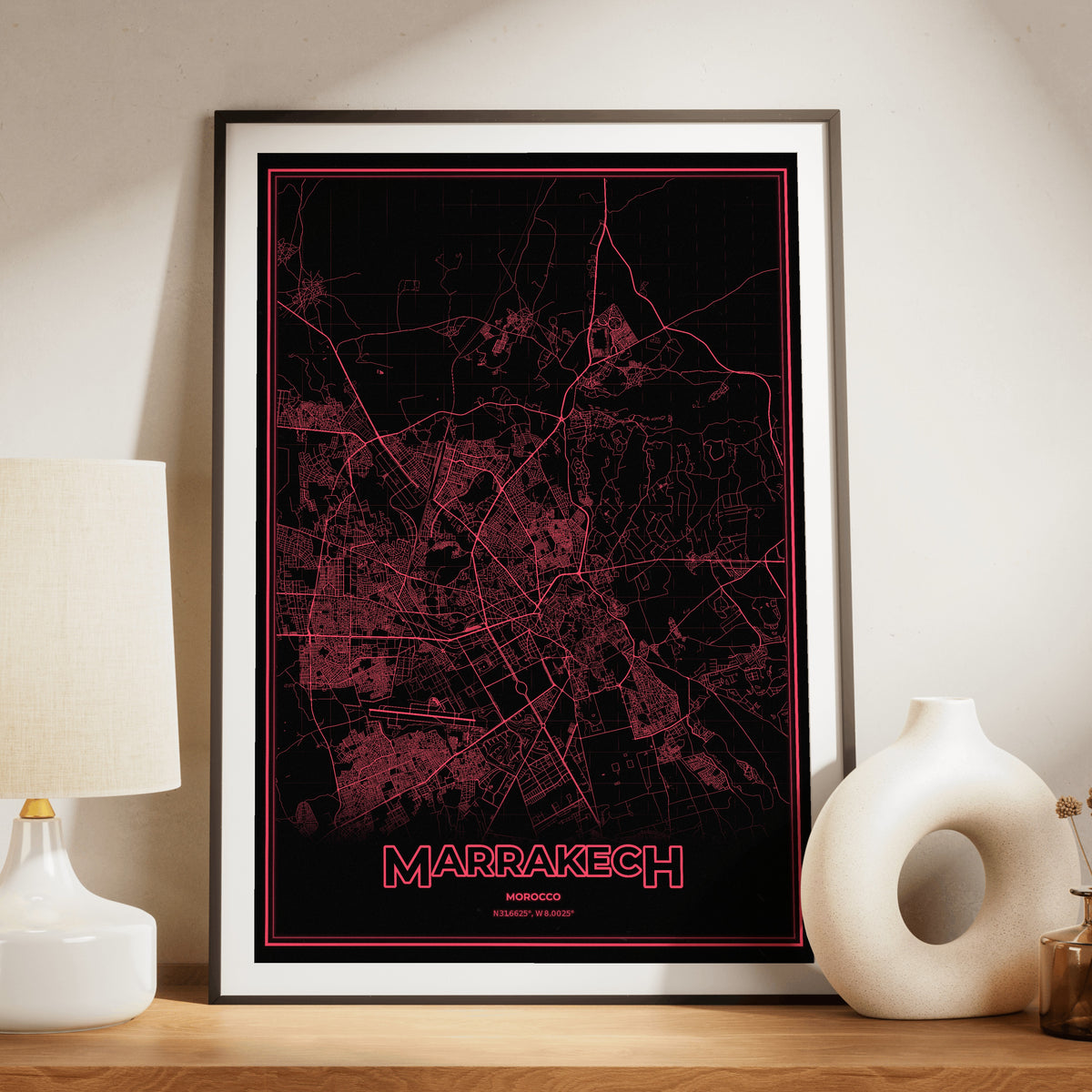 Marrakech Phosphor Map Poster - System Alert