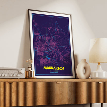 Marrakech Cyberpunk Map Poster