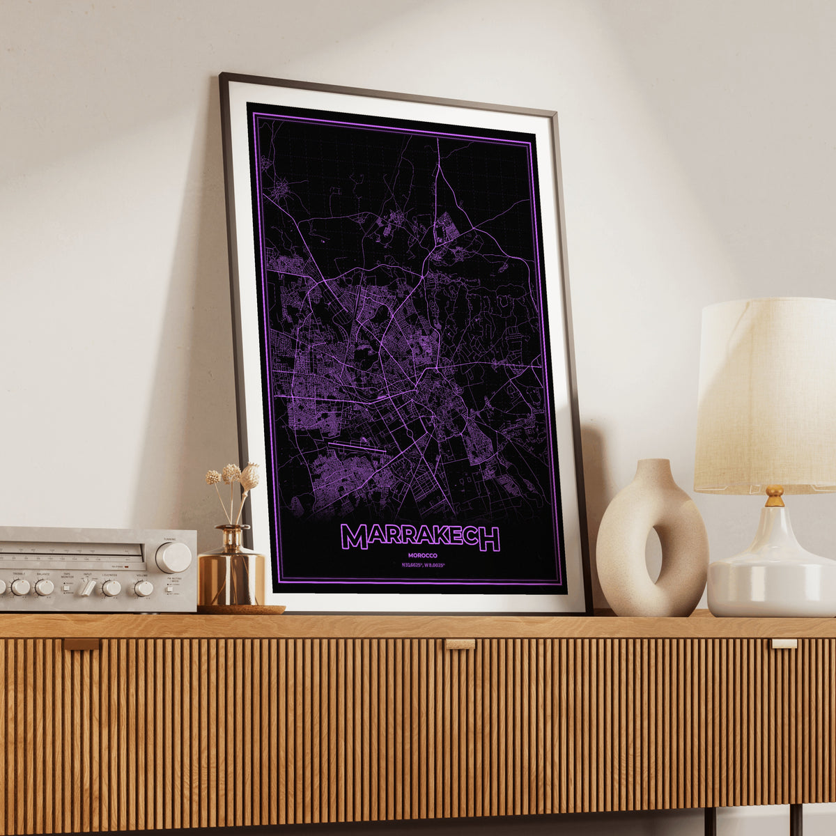 Marrakech Phosphor Map Poster - EGA Violet