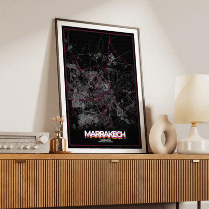Marrakech Retro Map Poster