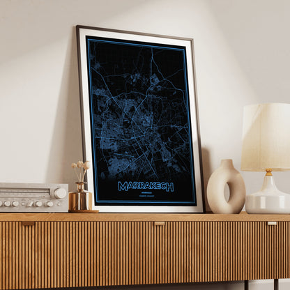 Marrakech Phosphor Map Poster - IBM Blue