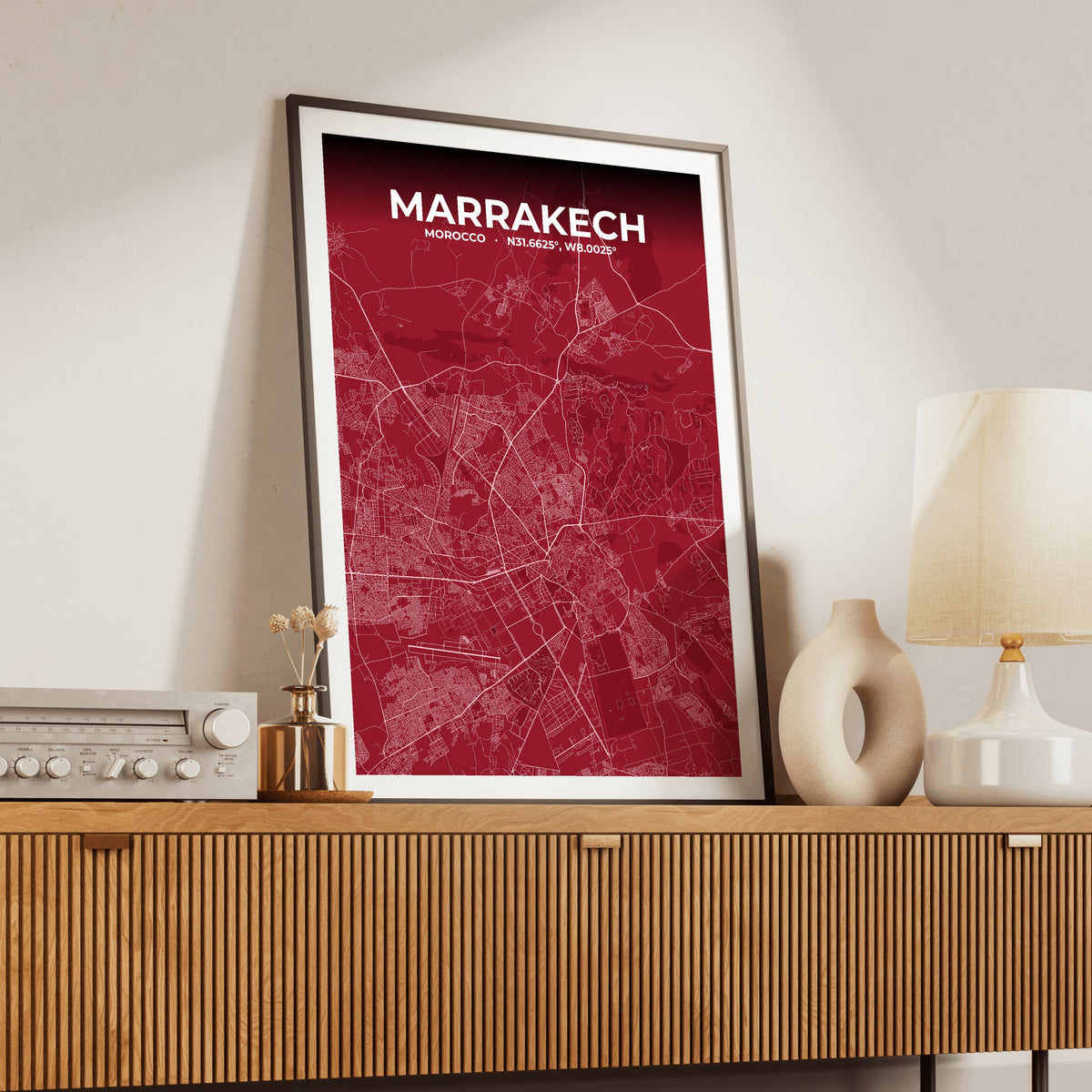 Marrakech Garnet Map Poster