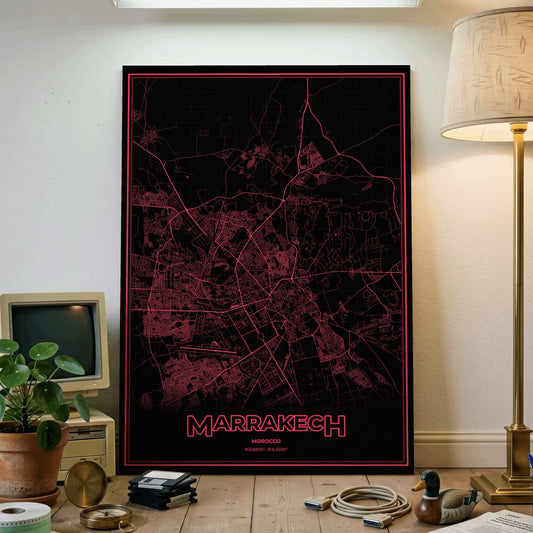 Marrakech Phosphor Map Poster - System Alert