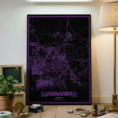 Marrakech Phosphor Map Poster - EGA Violet