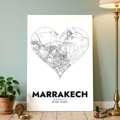 Marrakech Heart Map Poster