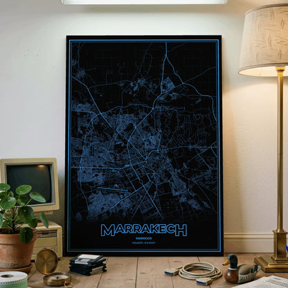 Marrakech Phosphor Map Poster - IBM Blue