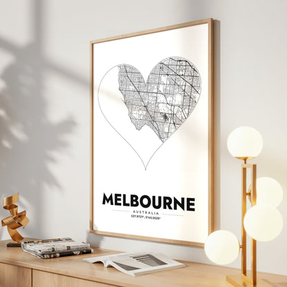 Melbourne Heart Map Poster