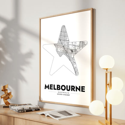 Melbourne Star Map Poster