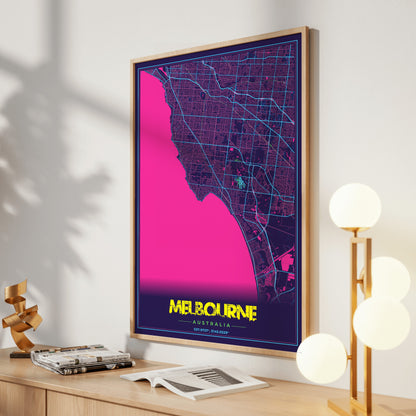 Melbourne Cyberpunk Map Poster