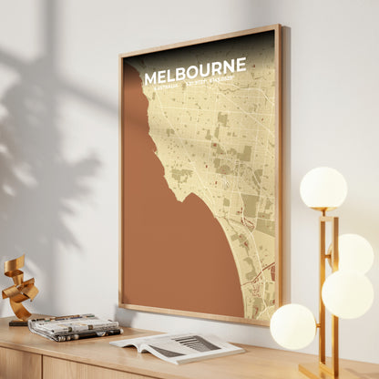 Melbourne Ember Map Poster
