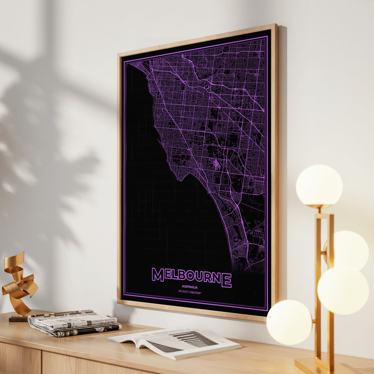 Melbourne Phosphor Map Poster - EGA Violet