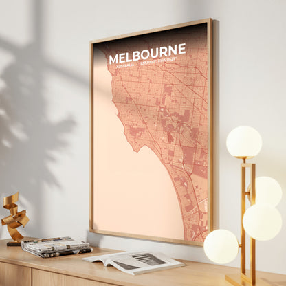 Melbourne Blush Map Poster