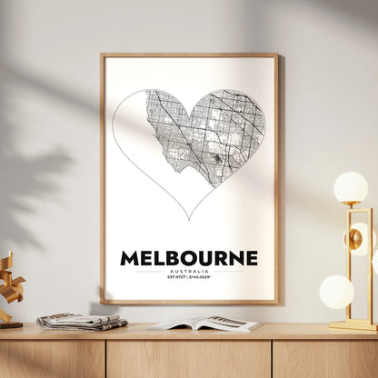 Melbourne Heart Map Poster
