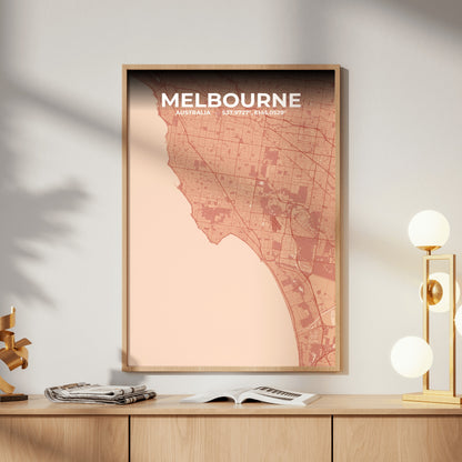 Melbourne Blush Map Poster