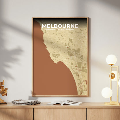 Melbourne Ember Map Poster