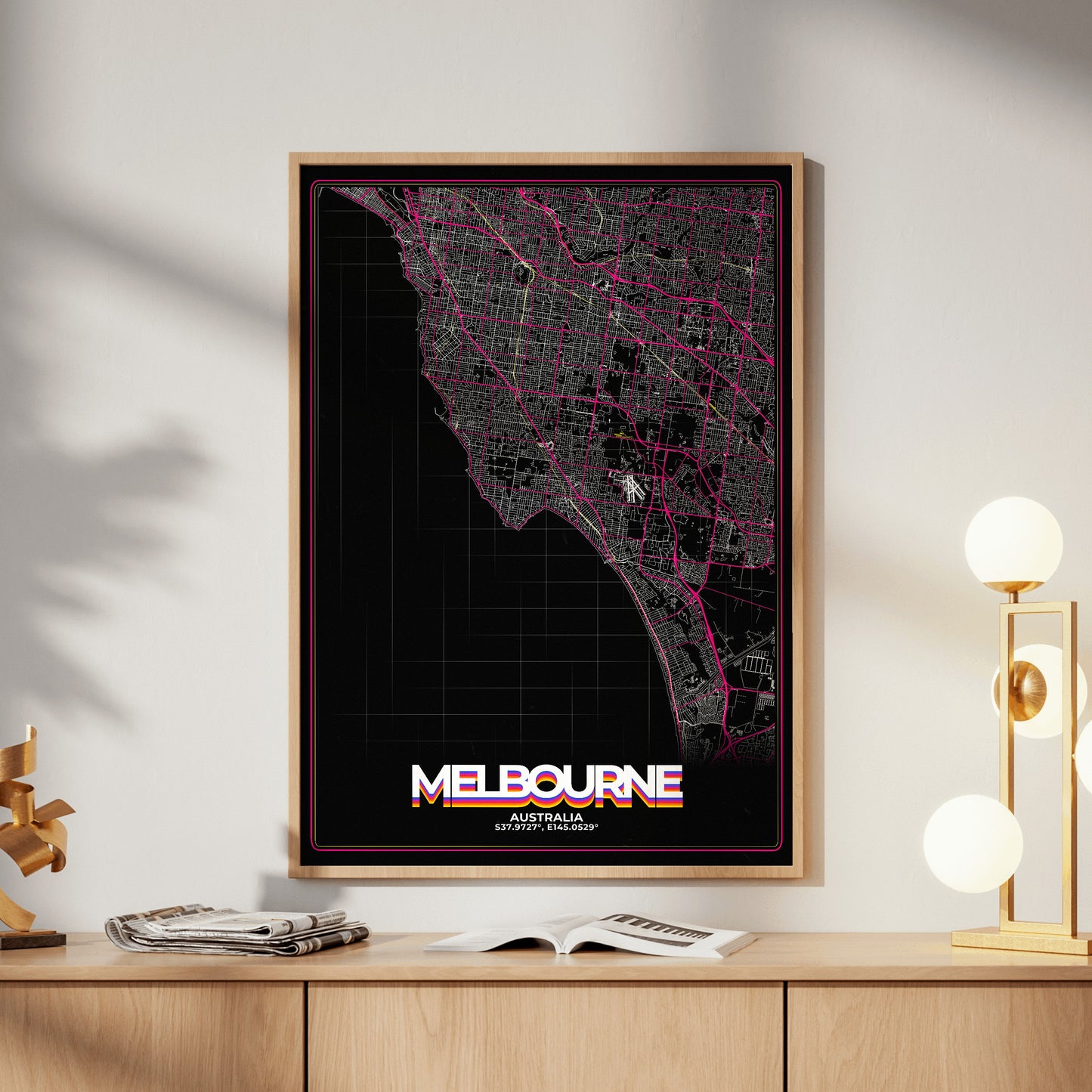 Melbourne Retro Map Poster