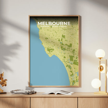 Melbourne Fern Map Poster