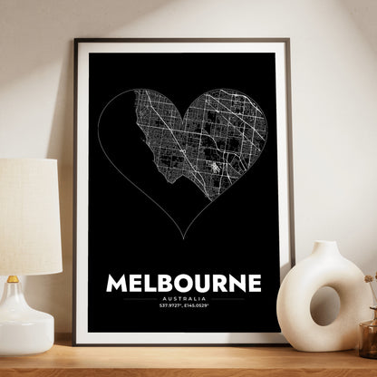 Melbourne Heart Map Poster