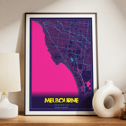 Melbourne Cyberpunk Map Poster
