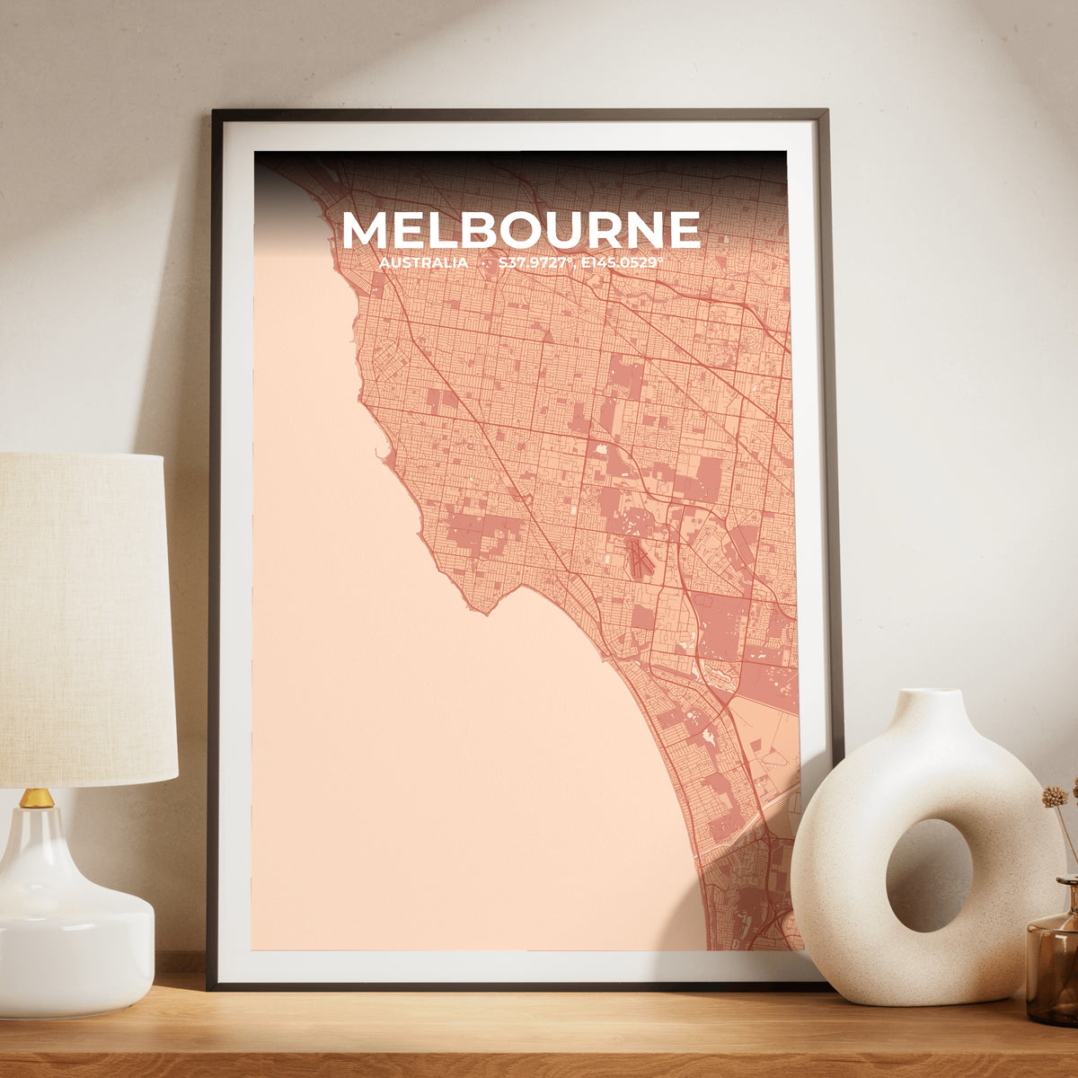 Melbourne Blush Map Poster