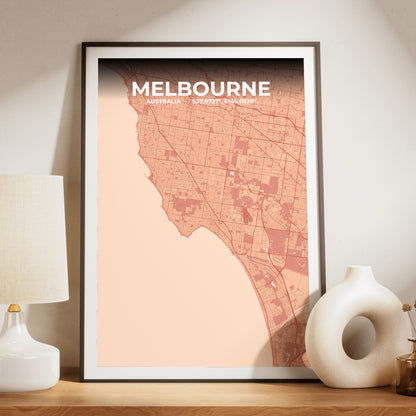 Melbourne Blush Map Poster