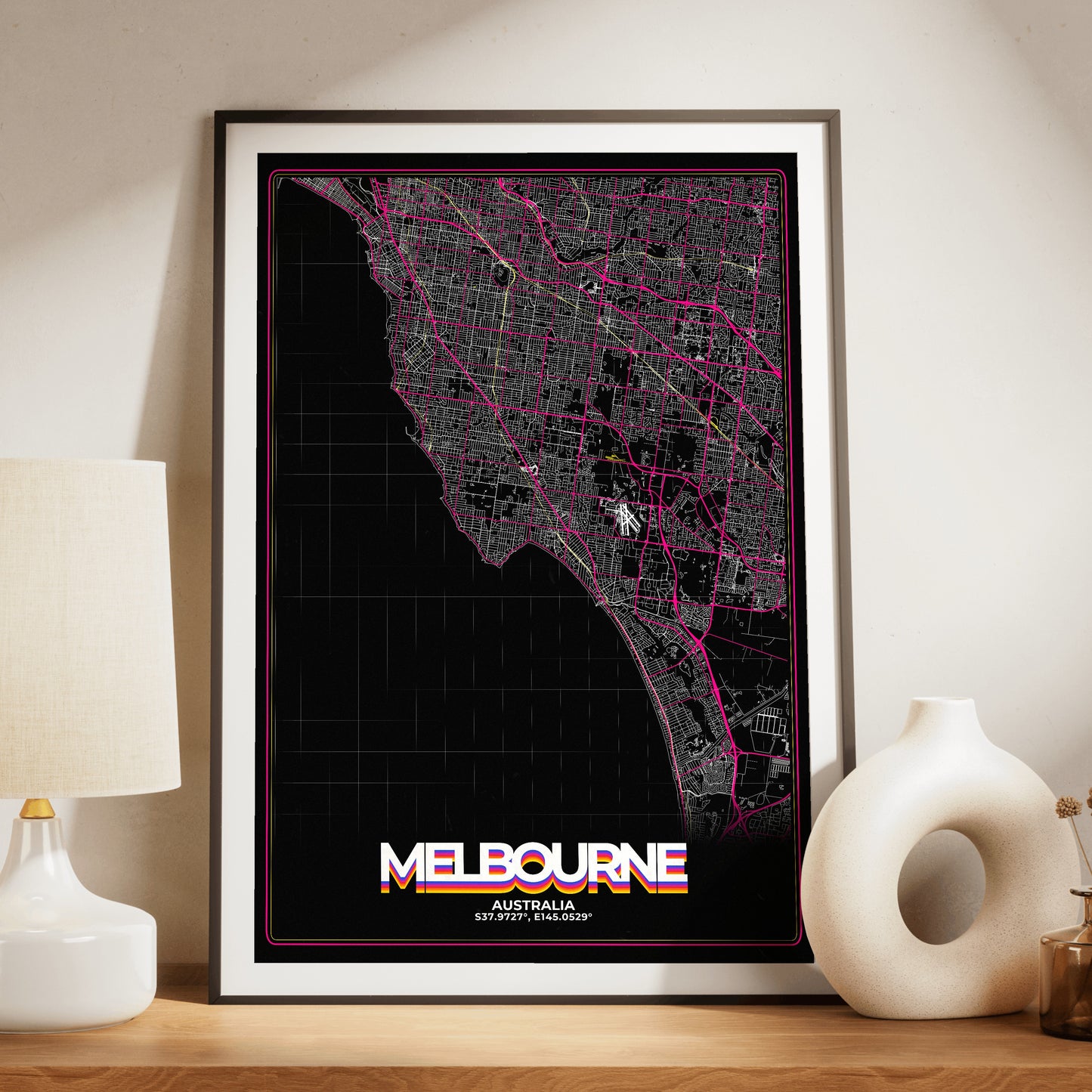 Melbourne Retro Map Poster