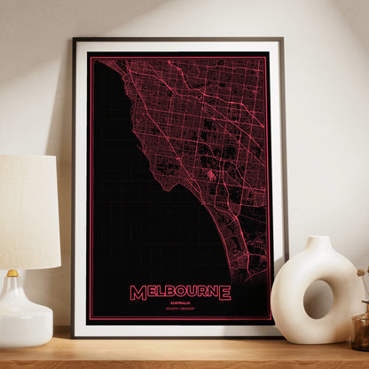Melbourne Phosphor Map Poster - System Alert