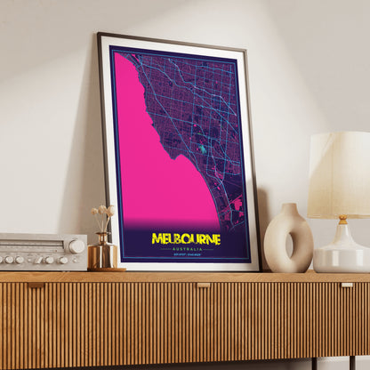 Melbourne Cyberpunk Map Poster