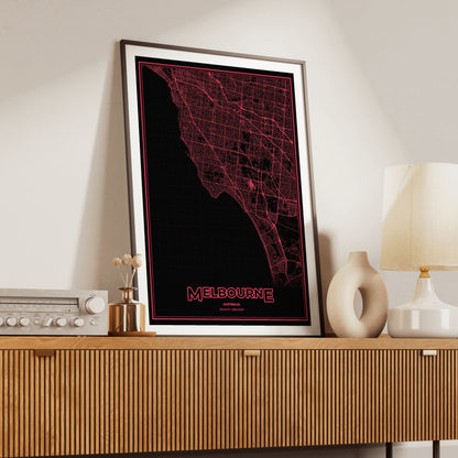 Melbourne Phosphor Map Poster - System Alert