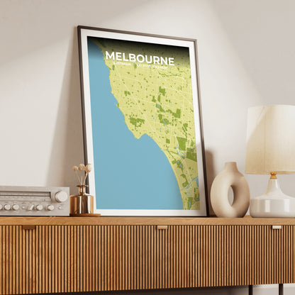Melbourne Fern Map Poster