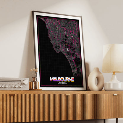 Melbourne Retro Map Poster