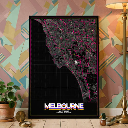 Melbourne Retro Map Poster